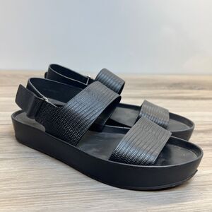 Vince Marett Leather Platform Ankle Strap Sandals Black Size 7.5